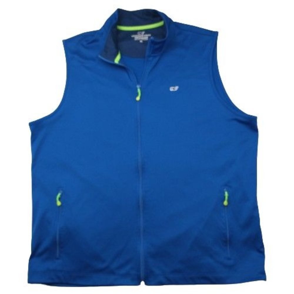 Vineyard Vines Vest Mens XL Blue Performance Stretch Full Zip Golf Tennis Tech